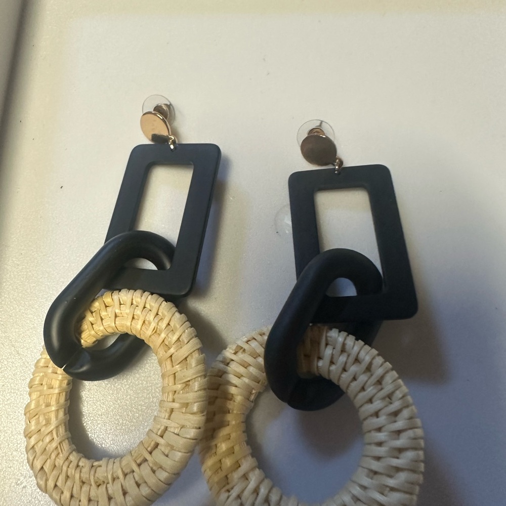 Black and Tan Geometric Earrings